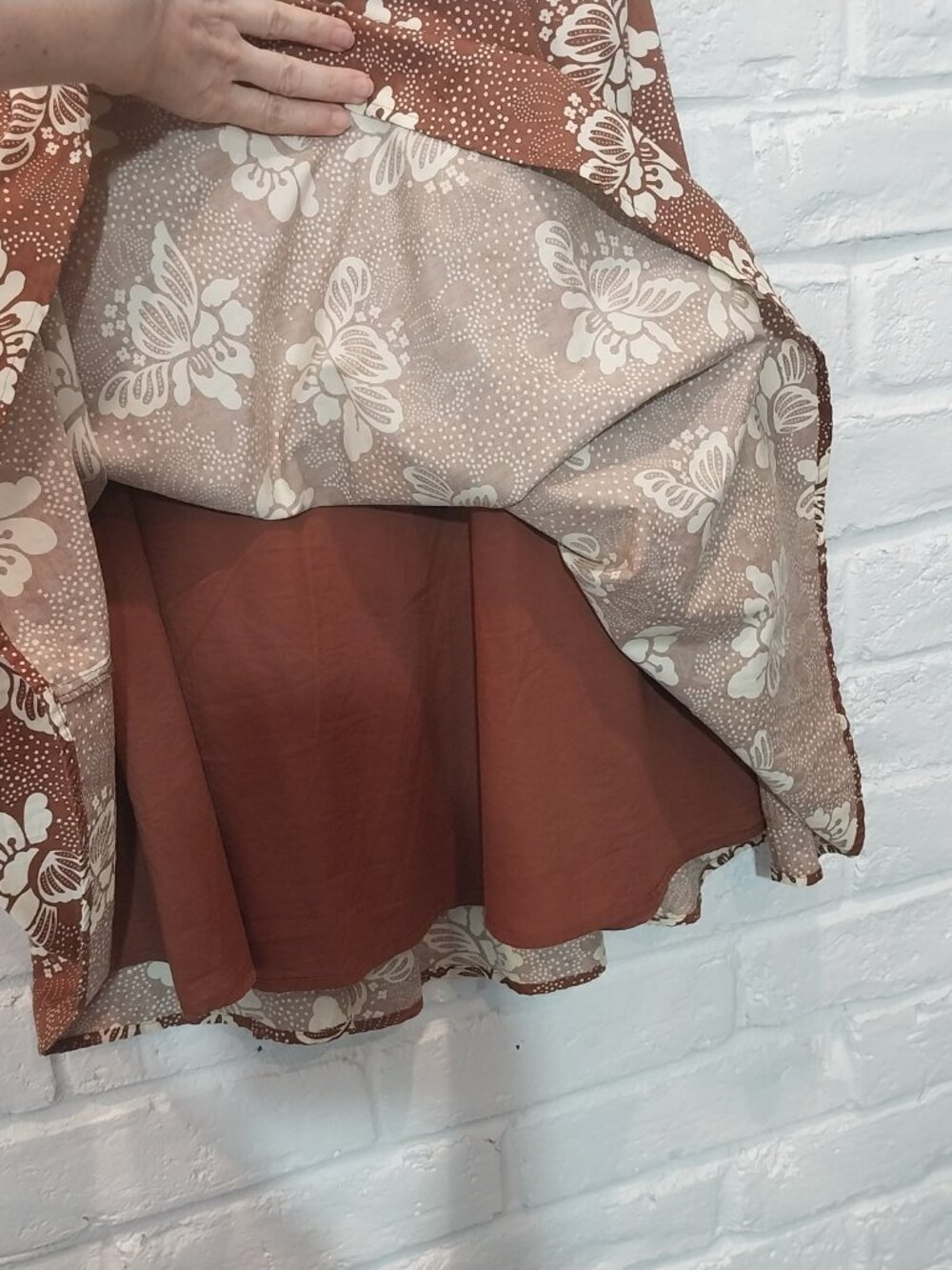 TABITHA Anthropologie Strapless Dress 6 S Brown Floral Fit Flare Cotton Lined - Picture 2 of 13